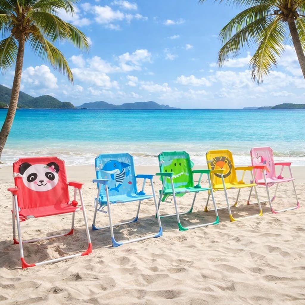Cadeira Infantil Dobrável Praia Camping Estampada Animais Colorida Portátil