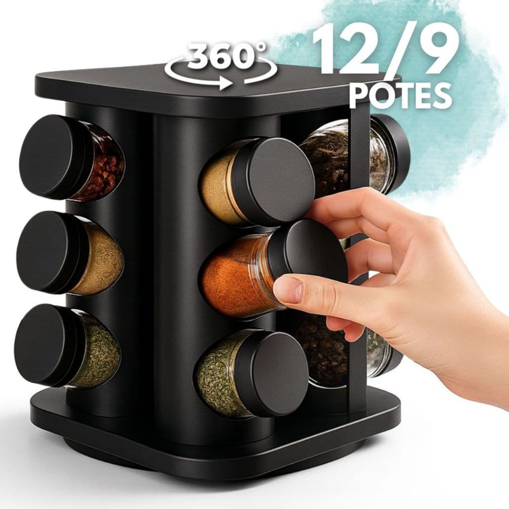 Porta Temperos Giratório 12 9 6 Potes Vidro Profissional Tampa Dosadora Suporte Cozinha