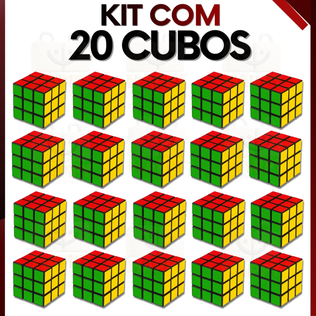 Kit 20 Cubo Mágico 5x5 cm Jogo de Raciocínio Lógico Coordenação Motora Infantil