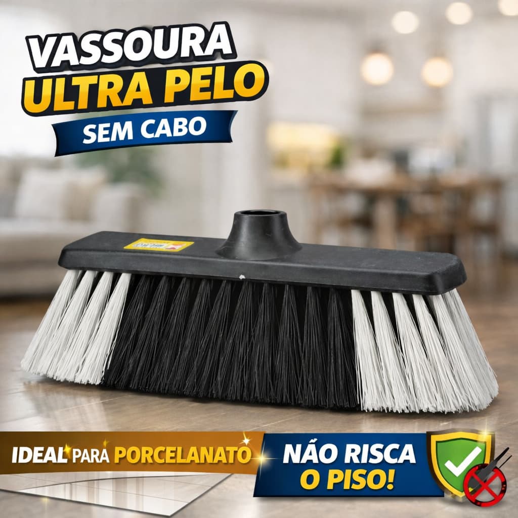 Vassoura Ultra Pelo Atual Porcelanato Não Risca Guirado Sem Cabo