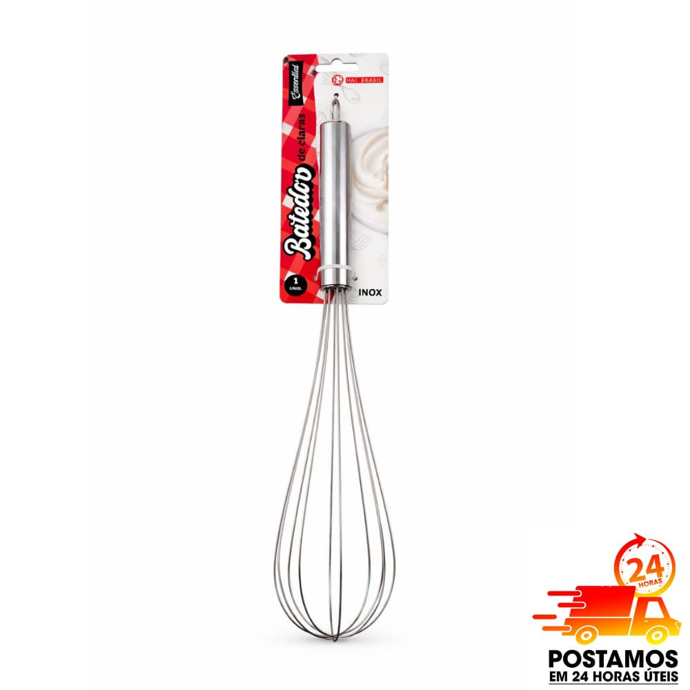 Batedor Manual de Claras Ovos Aço Inox  Fouet  29Cm Cabo Reforçado Utensilio de Cozinha Profissional