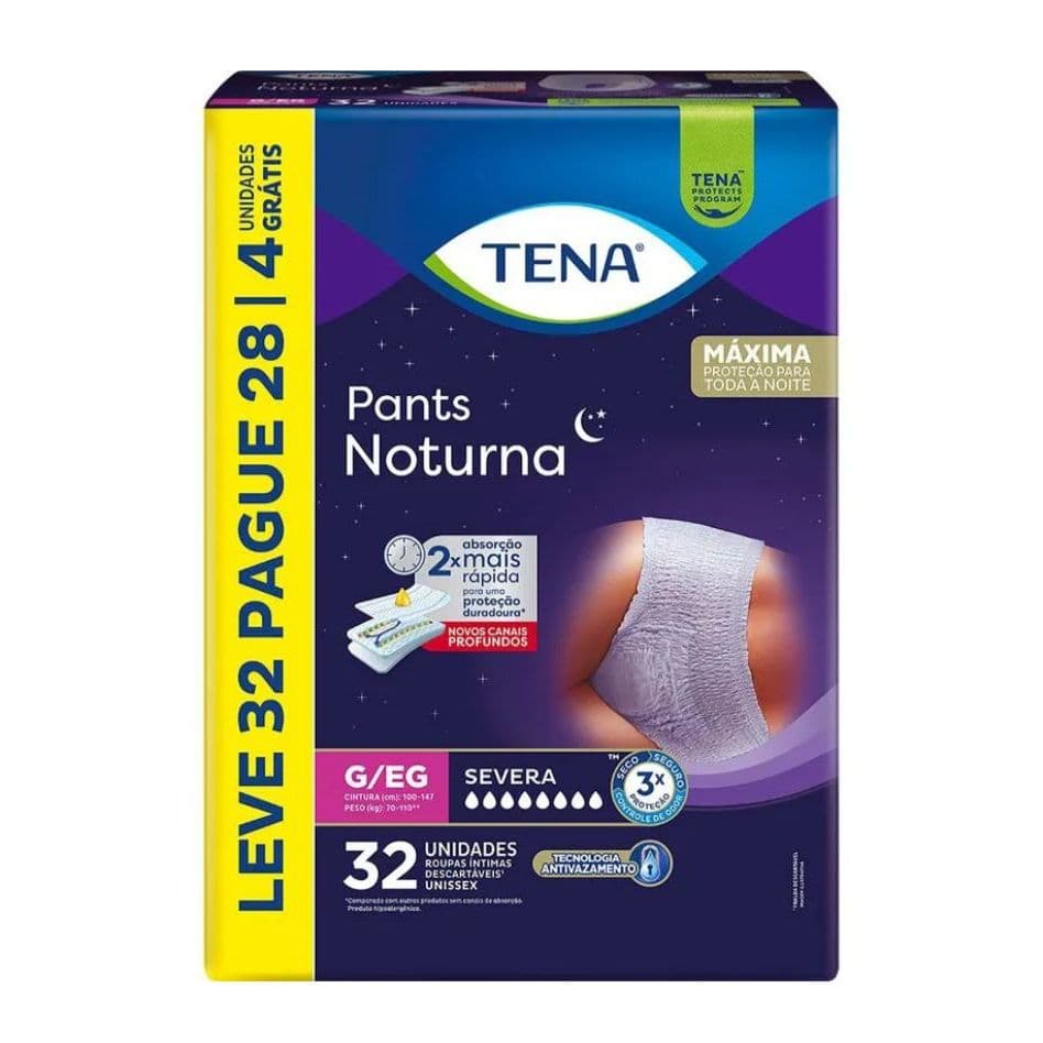 Roupa Intima Tena Pants Noturna G/EG Leve 32un Pague 30un