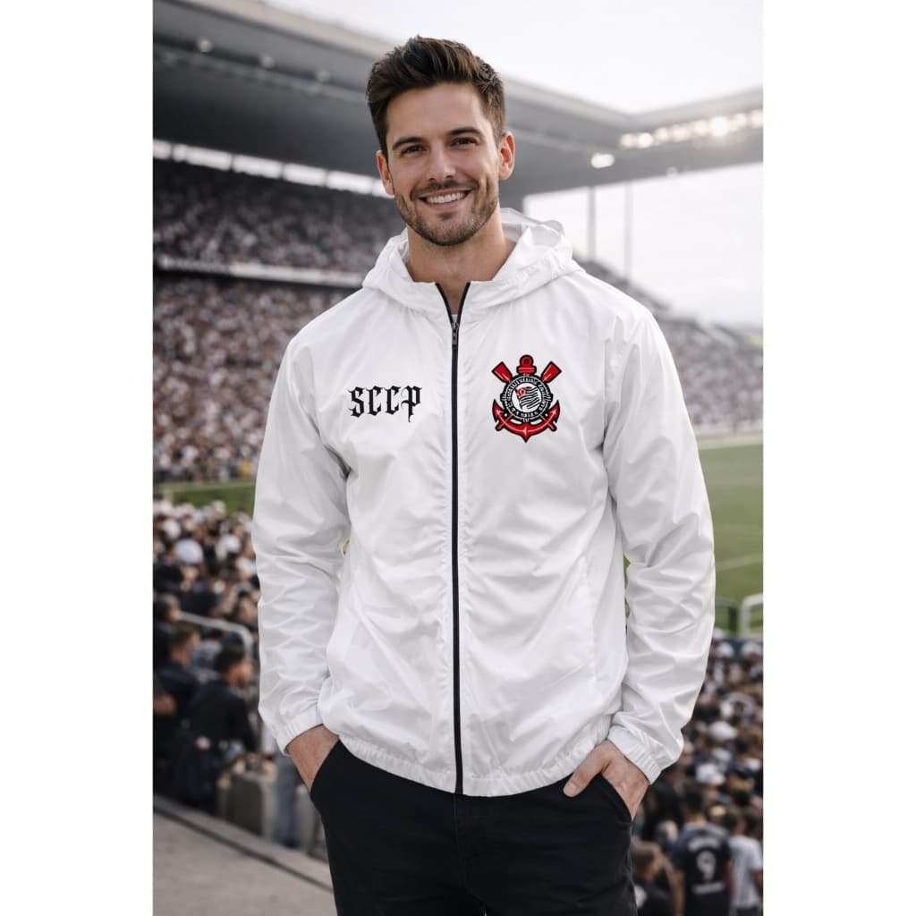 Jaqueta Corta Vento Corinthians Unissex Com Capuz Promoção Times futebol Casaco Masculino Feminino Timão