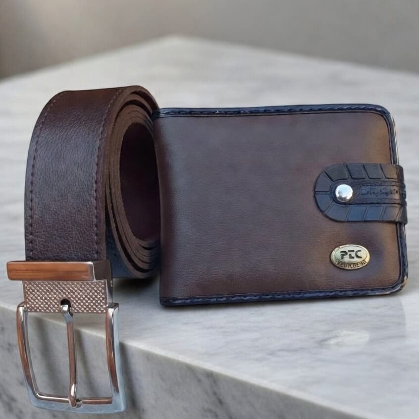 Kit Carteira Masculina Grande fecho de Botão Pantuccine Alta Qualidade