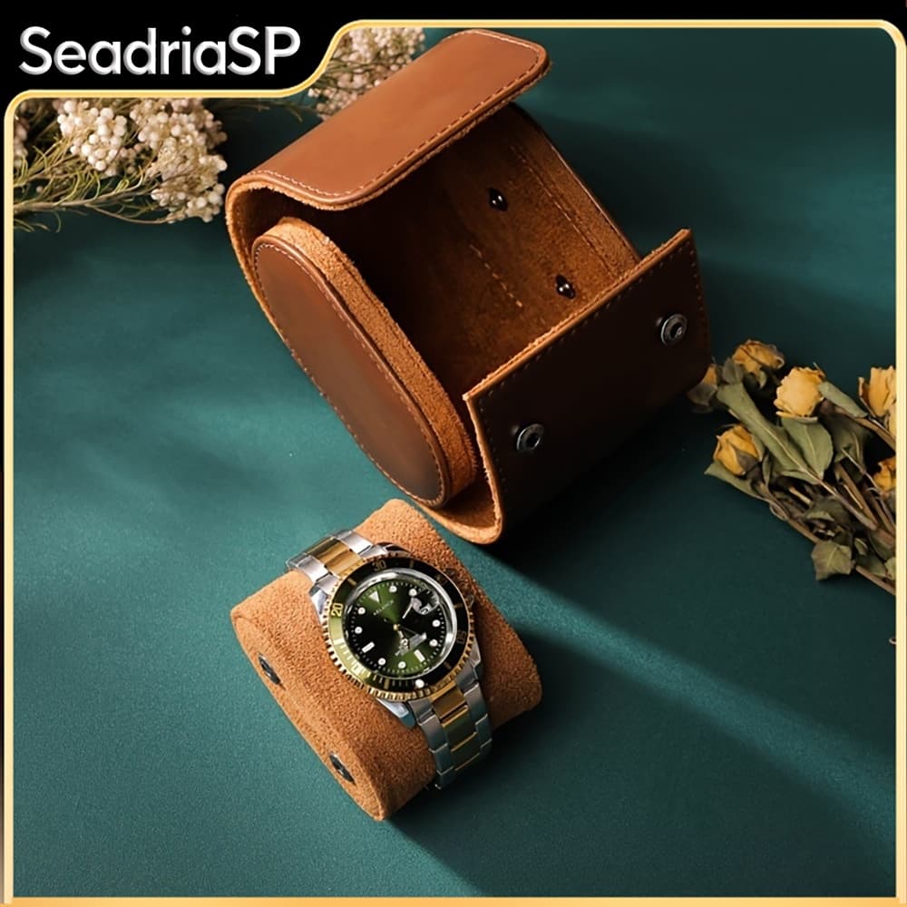 Case Estojo Porta Relógio Para/ Viagem Couro Sintético Almofadas RemovíVeis