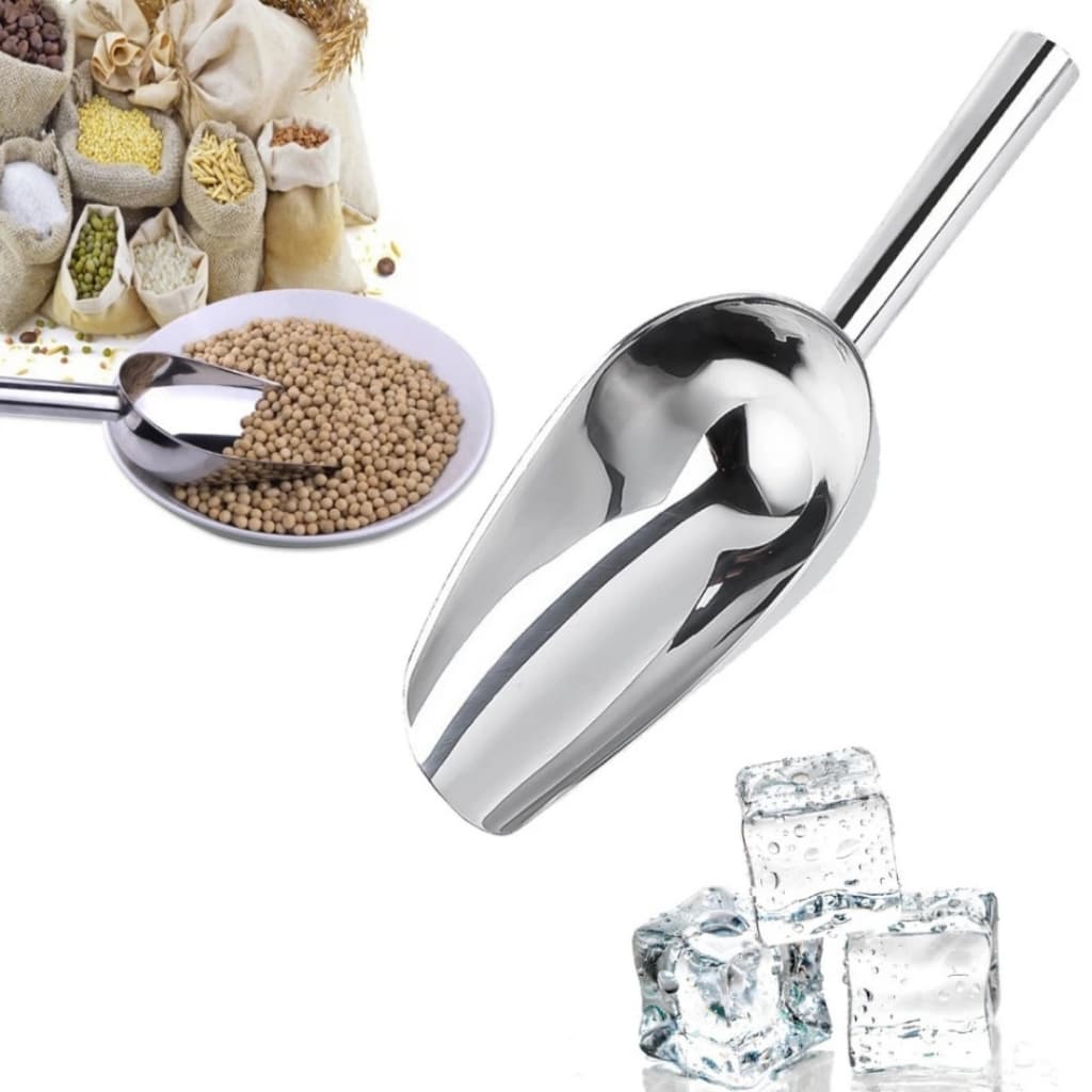 Pá de Inox Concha Pet Pegador Dosador de Gelo Cereal Grão Ração Cozinha Multiuso