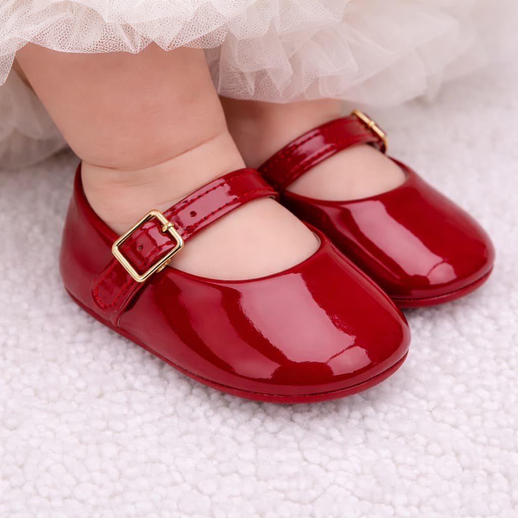 sapatilha de bebe vermelha lisa delicada e estilo para aniversario e customizar