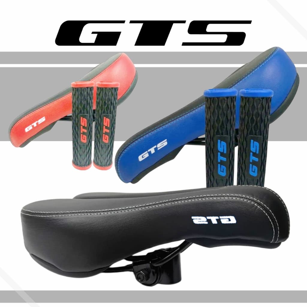 Kit Banco Selim Bike Bicicleta MTB Vazado Confortável Couro GTS + Manopla GTS