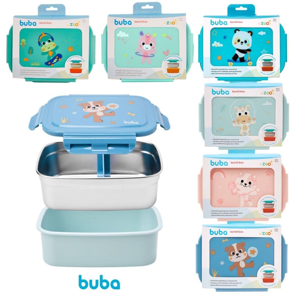 Marmita Infantil Bento Box Buba Lancheira Antivazamento Pote Lanche Infantil Potinho com Divisória