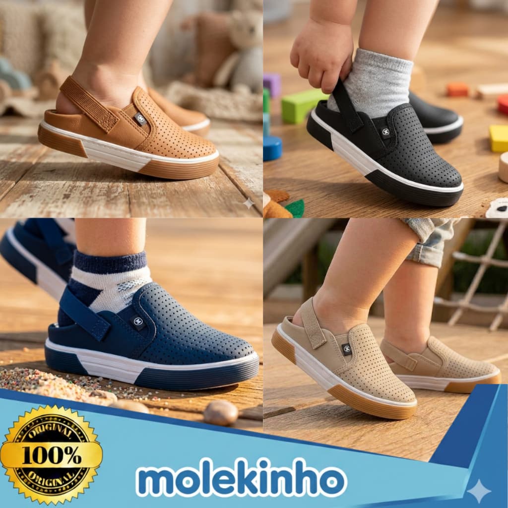 Tênis Molekinho Infantil Meninos Calce Fácil Confortável Baby Casual Escolar  Original