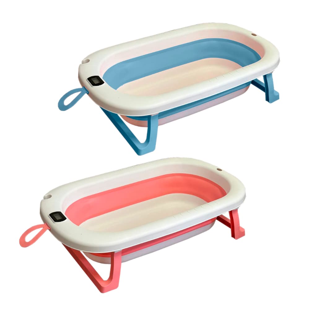 Banheira Retrátil Dobrável Silicone De Bebe Com Termômetro