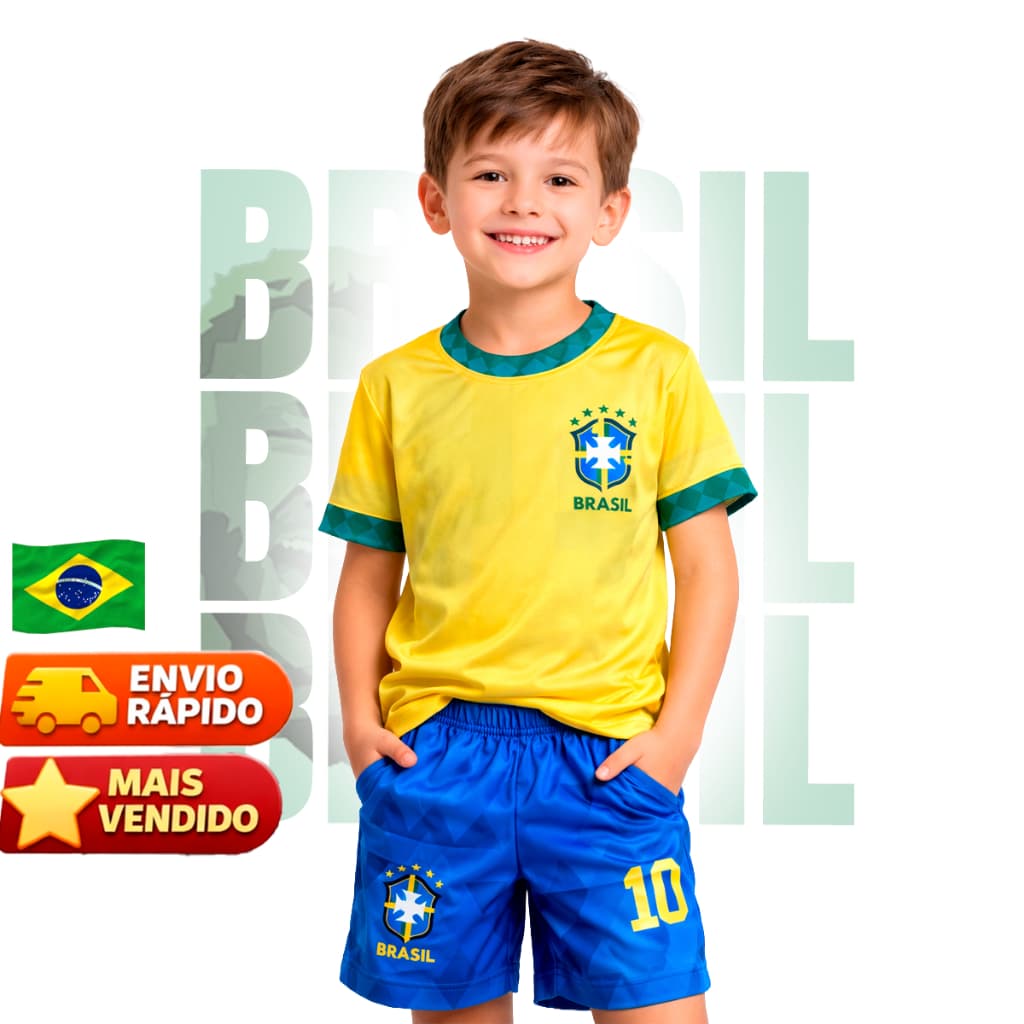 Conjunto Infantil do Brasil para Menino 1 a 8 anos Envio Imediato Copa 2026