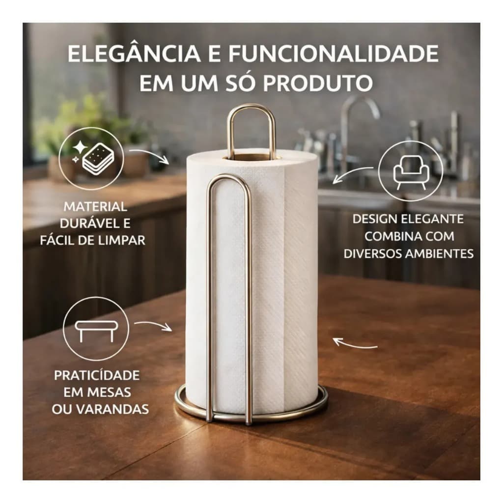 Suporte Porta Papel Toalha De Mesa e Guardanapo Para Mesa Prata