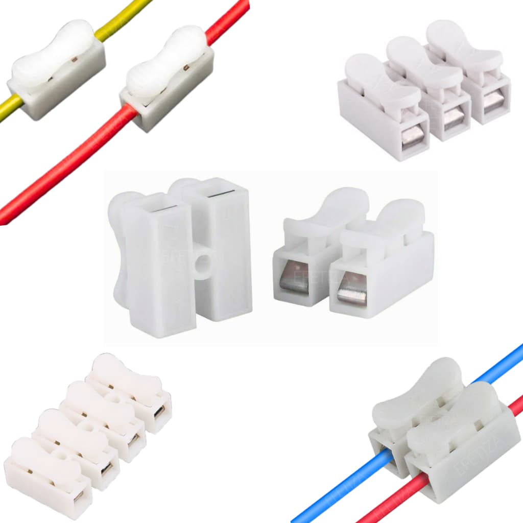 Kit Conector de Fio C/ Pressão Emenda Dupla Sem Solda Para Fios Engate Rápido Bipolar