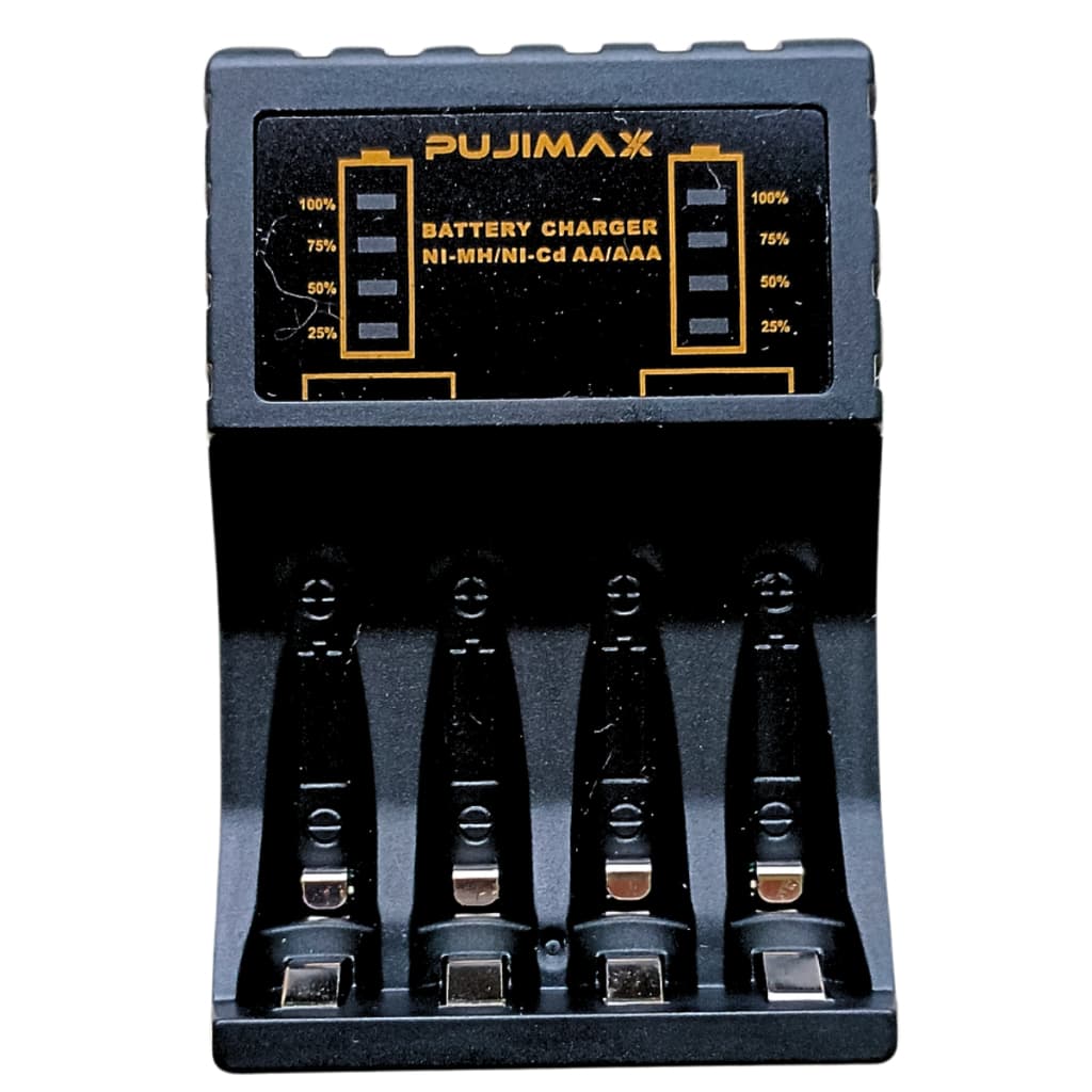 PUJIMAX Carregador de Bateria Inteligente 4 Slots com Indicador LED Proteção Contra Curto Circuito