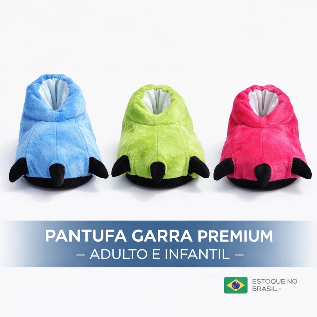 Pantufa De Pelúcia Garra Grande Unissex Infantil E Adulto Premium