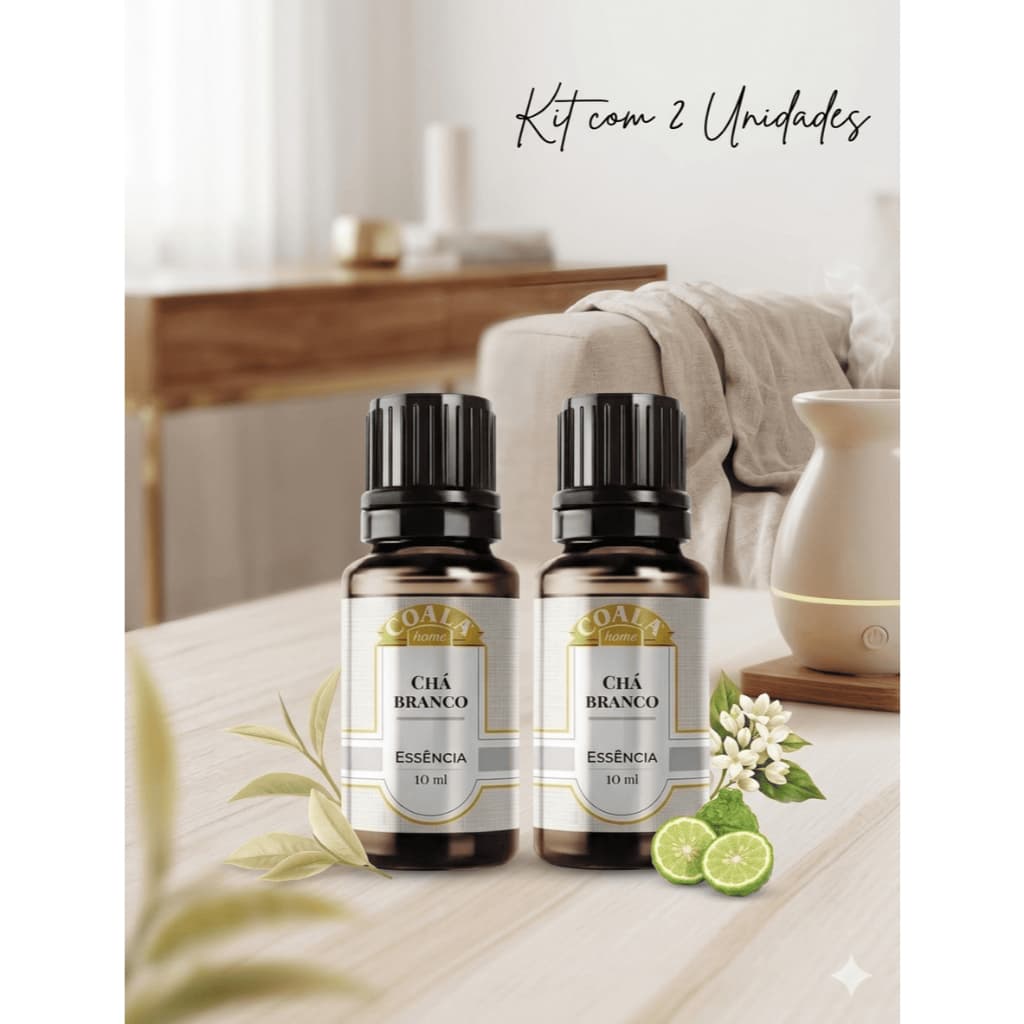 Kit 2 Essência Coala Chá Branco 10ml Para Aromatizador Difusor Perfumador de Ambiente