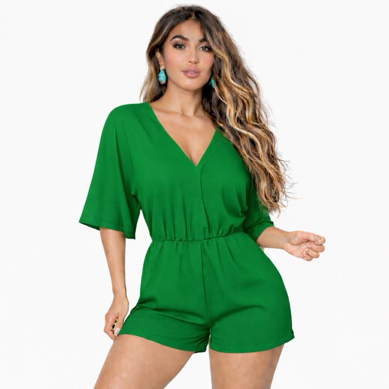 Macaquinho  Envio Rápido Gola V em Viscolycra casual – Elegância e Conforto para Todas as Ocasiões