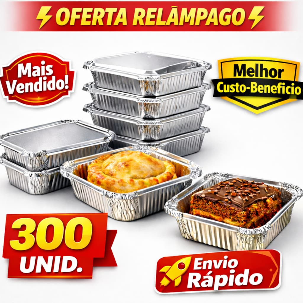 10-200 Marmita de Alumínio Com Tampa Retangular 220ml M90 Bolos Empadas Lembrancinhas Descartável