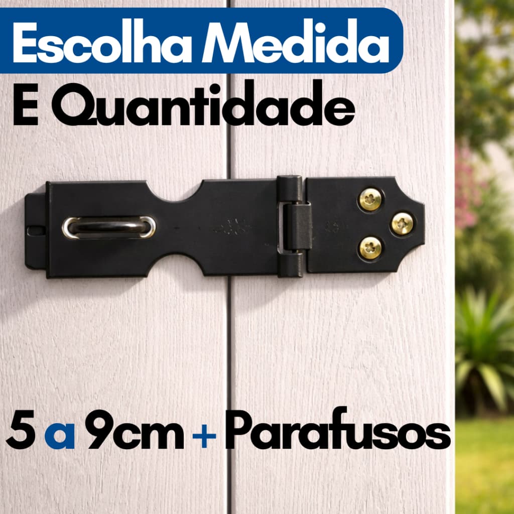 Porta Cadeado Fecho para Porta Armário Gaveta Bau Trinco Preto com Parafusos