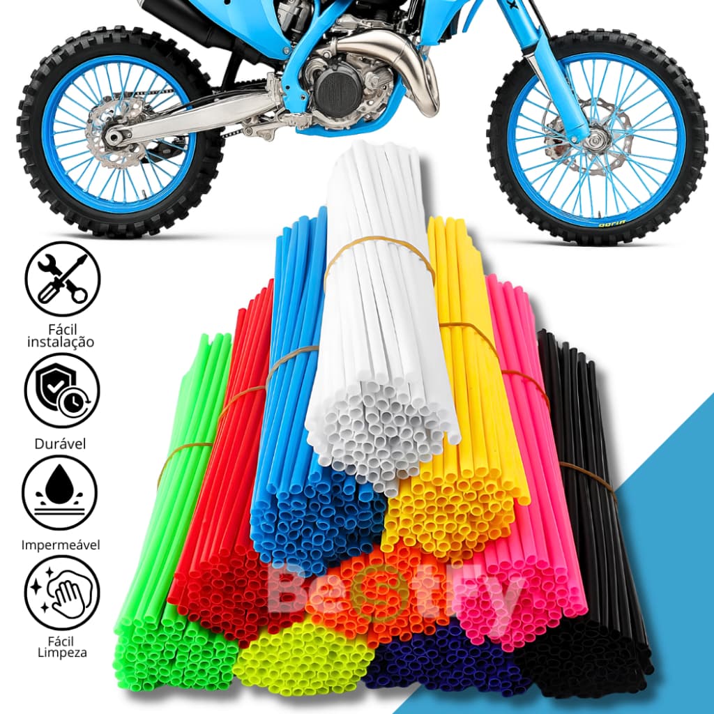 Capa de Raio Para Bicicleta Moto Cadeira de Rodas Bike Universal Canudo Colorido Silicone Plastico