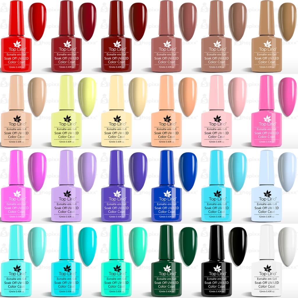 Kit 10 Esmalte De Unhas Em Gel Lirió Profissional Shellac Color Polish Unha Acrigel Porcelana Manicure Pedicure