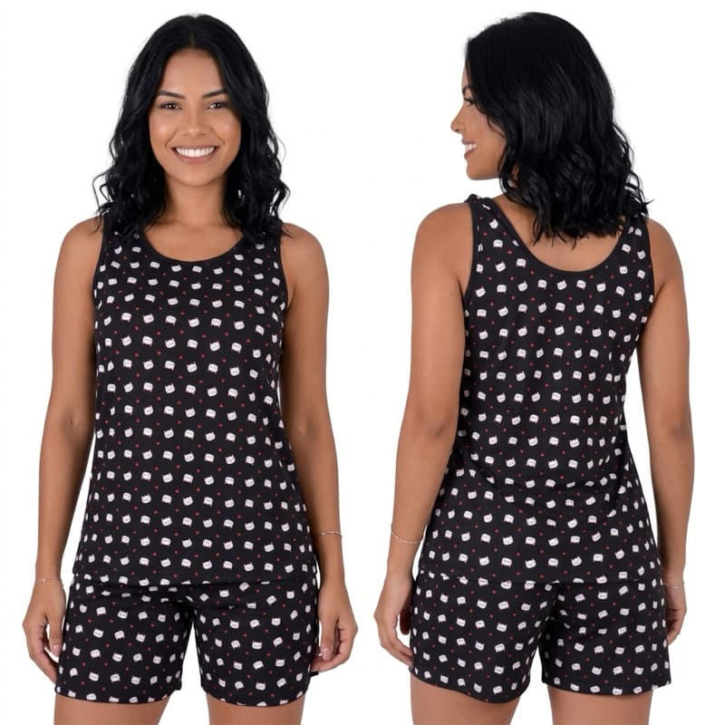 Pijama Baby Doll Feminino Meia Coxa Liganete Fresquinha Super Confortável Verão Camiseta