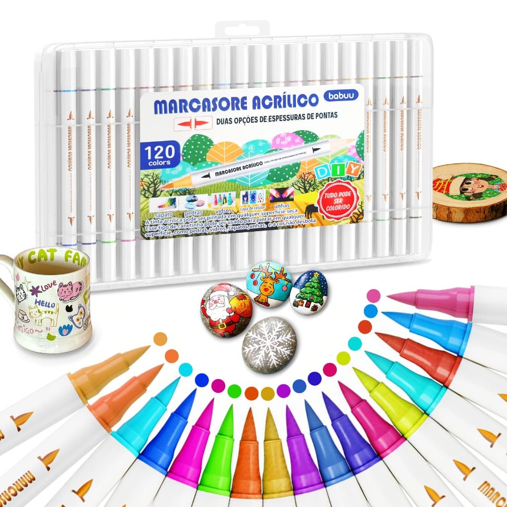 Acrílica marcadora Tinta 120/72/48/36/24 Cores Brush Pincel Dupla Face com Ponta Fina Brinquedos Para Aliviar O Stress