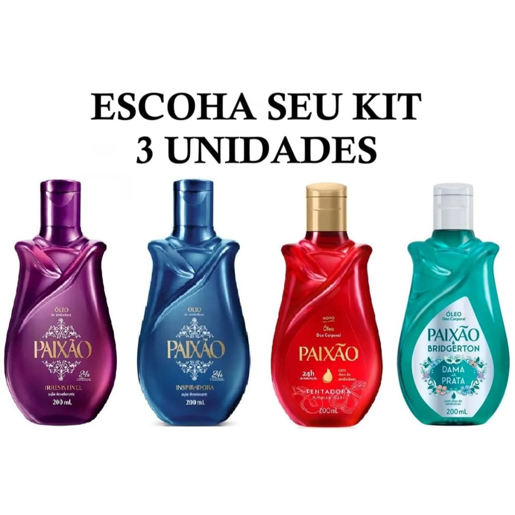 Kit 3 Óleo Corporal Paixão 24h 200ml