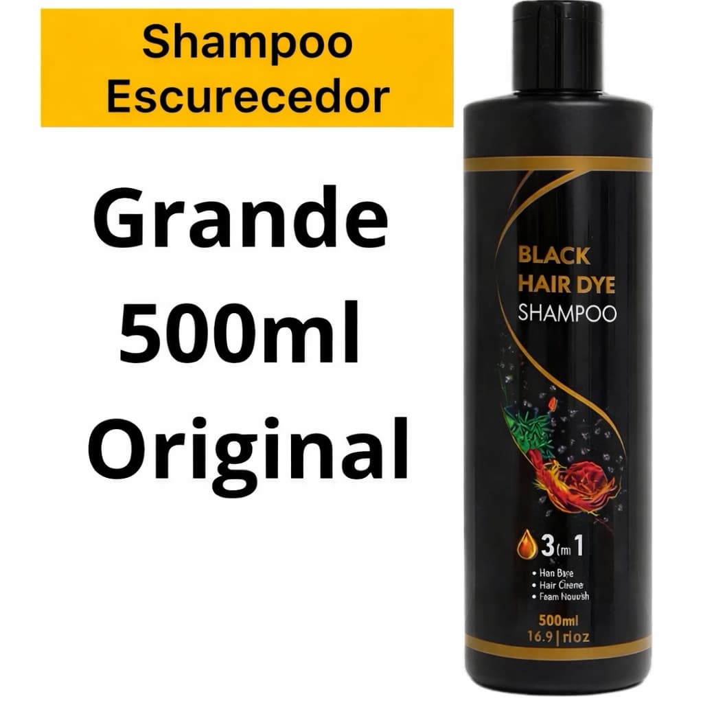 Shampoo Escurecedor de Cabelos Tonalisantes Preto 3 em 1 Black Hair Dye 500ml Hidralise