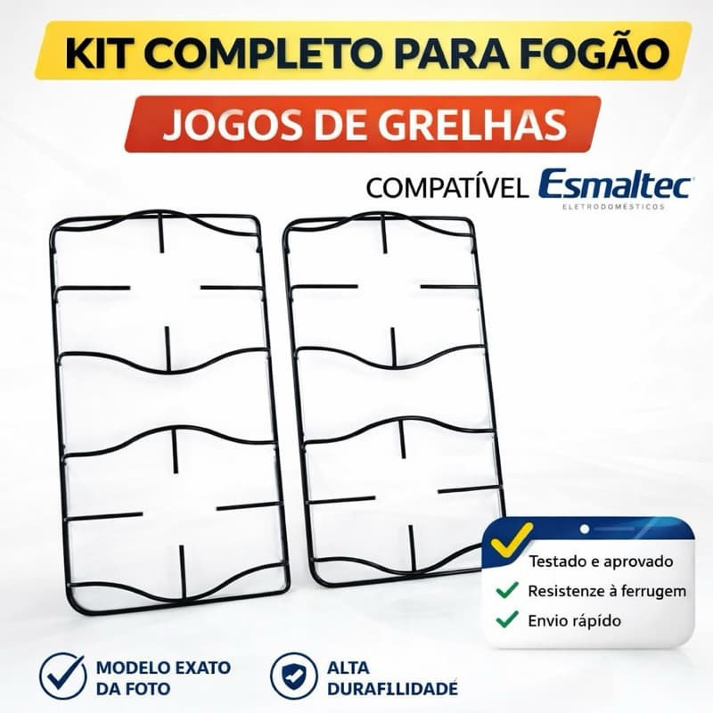 Kit 2 Grelhas P/ fogao 4 Bocas Esmaltec Agata Jade Topazio Caribe Ibiza Safira Sem Pino
