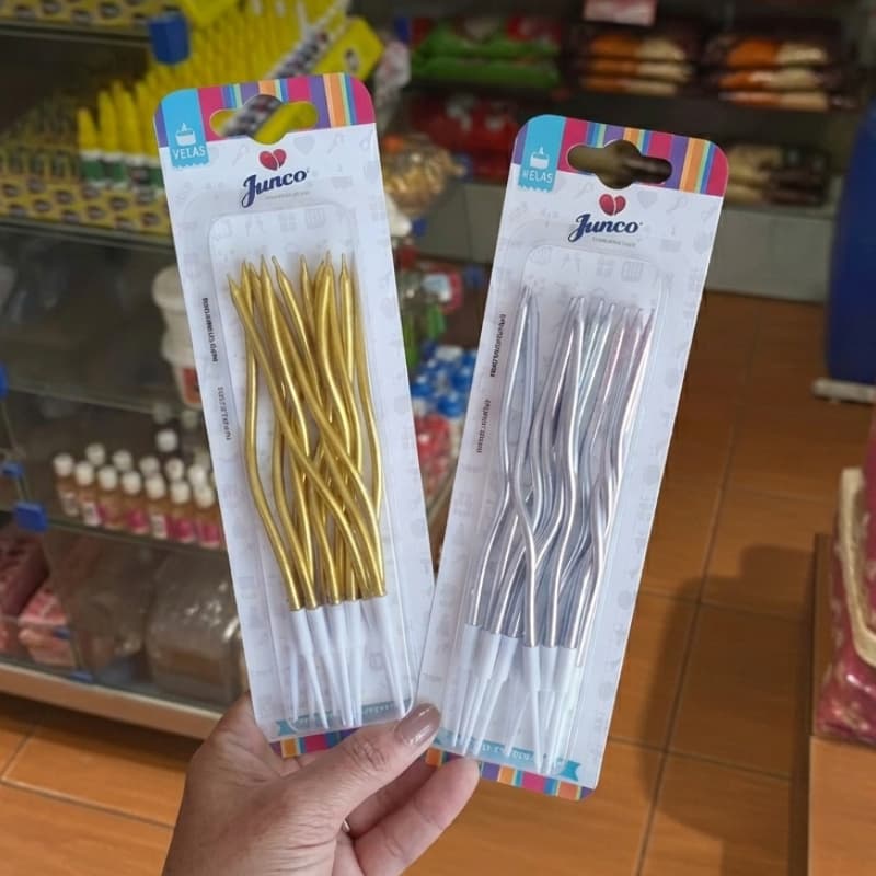 Kit Vela Festa Espiral Palito Bolo de Bricolage Aniversário Dourado Prata Curvado Longo Fino Torto Curvas de Parafina