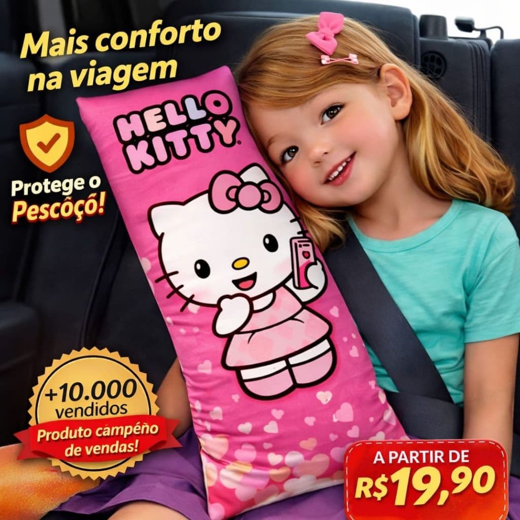 Almofada para Cinto de Segurança Infantil -  Protetor de Pescoço Carro Conforto Viagem