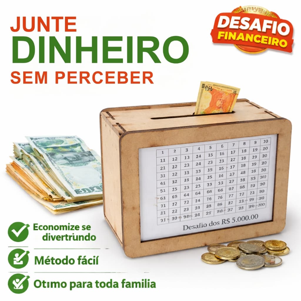 Cofre Desafio Japonês 5mil 10mil 20mil | Economia Dinheiro MDF | Meta Financeira