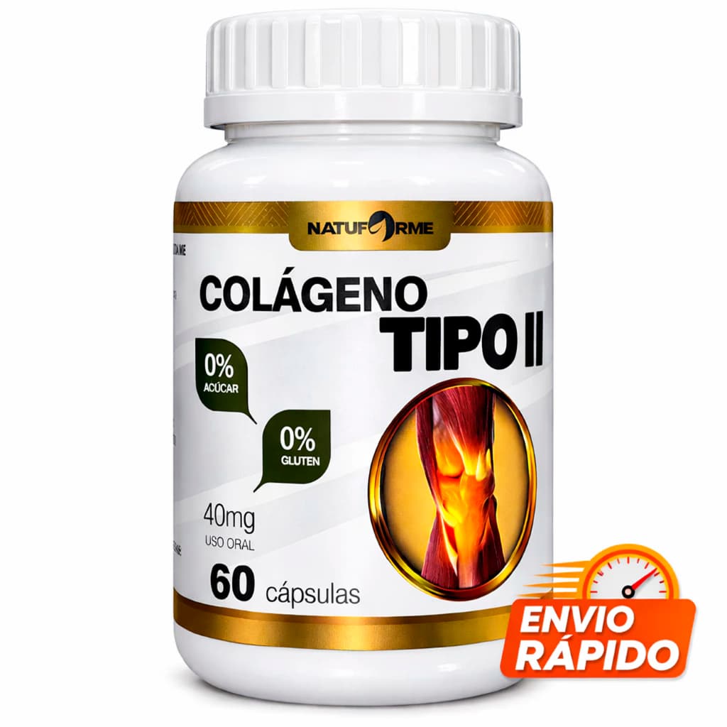 Colágeno Tipo 2 Não Desnaturado original 60 Cápsulas para Dores Juntas Joelhos e Articulações
