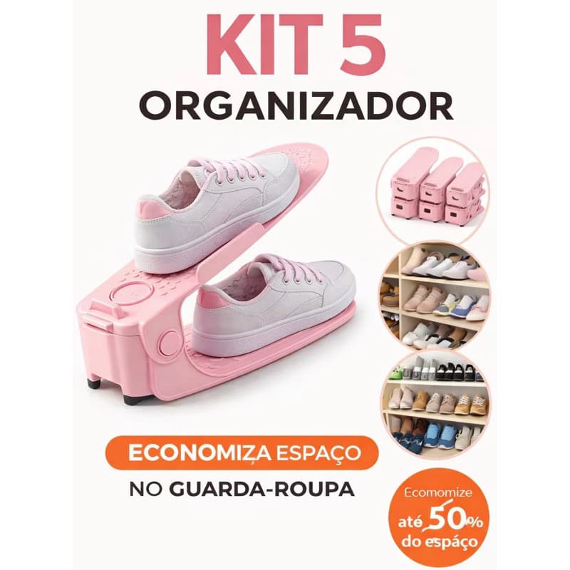 5 Suporte Organizador de Calçados Ajustável – Economize Espaço no Guarda-Roupa