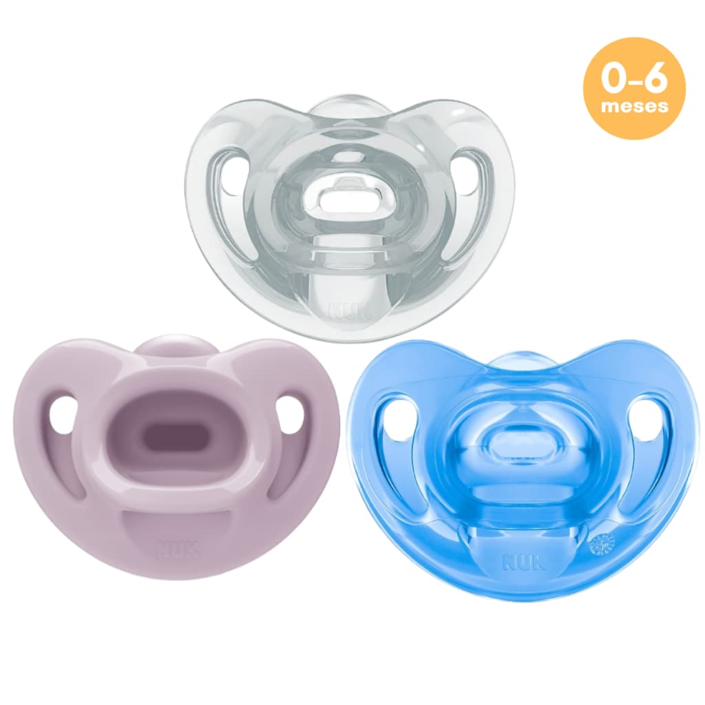 Chupeta  Nuk Sensitive Bico Ortodôntico 100% Silicone com Estojo Macia 0-6 meses Fase 1