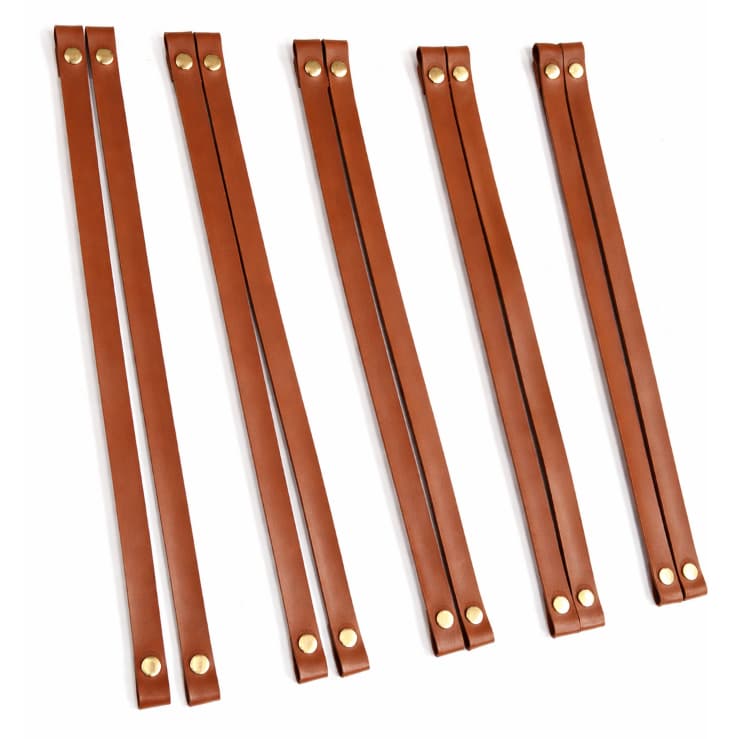 Kits com 05 ou 01 Par de Alças de Couro Sintetico para Bolsa c/ 60 cm com Botão Dourado , tiras na cor Preto ou Caramelo