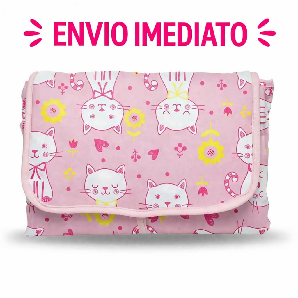 Trocador de Fraldas Portátil - Impermeável PVC + 100% Algodão - Leve e Prático para Viagens | Até 12kg | Frete Grátis 🚀