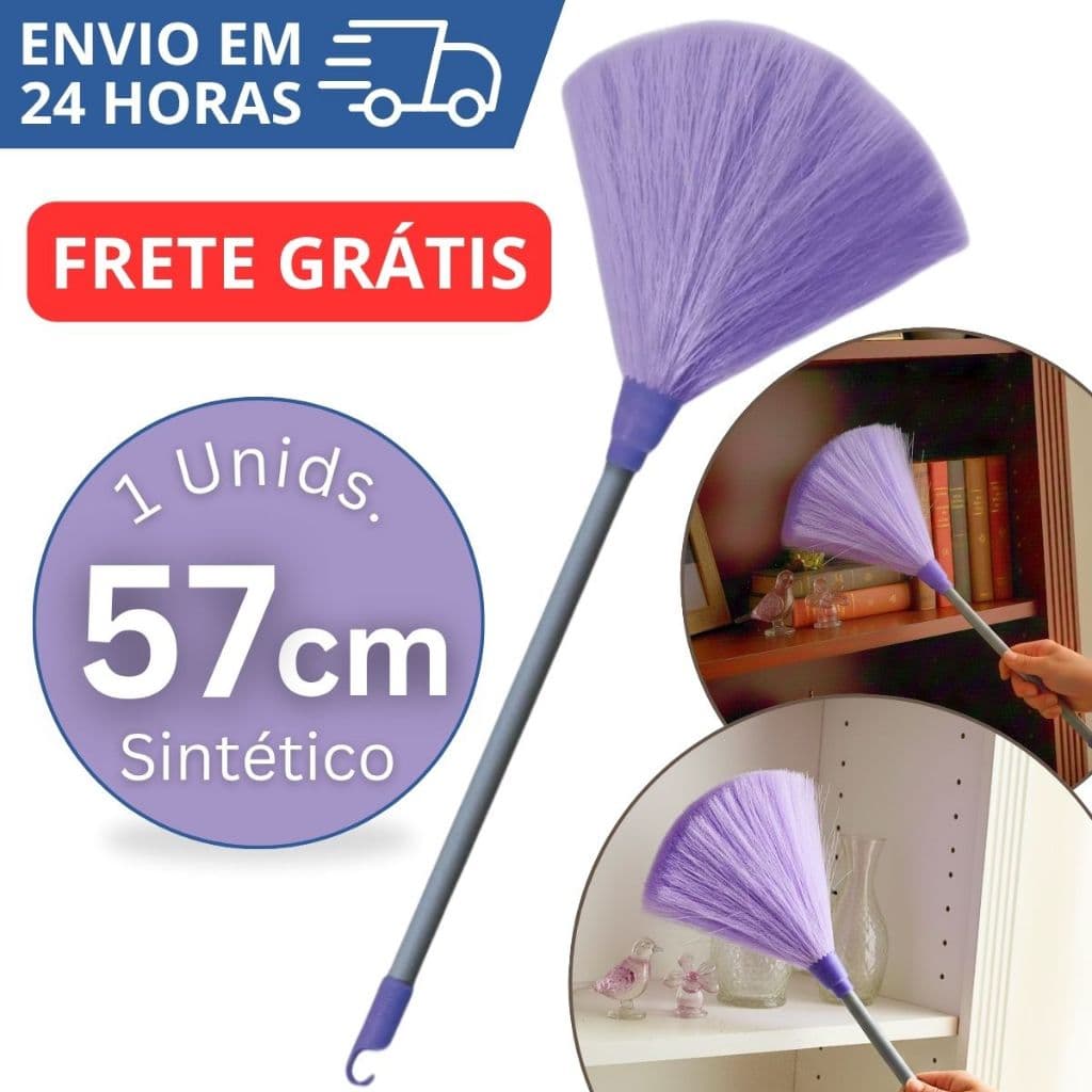 Espanador De Pó Fibra 57 Cm Limpa Poeira Moveis Casa Grande