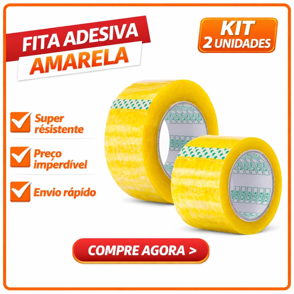Kit 2 Rolos Fita Adesiva Transparente 500m Alta Resistência Durex Largo Embalagem Escritório Barato Pronta Entrega