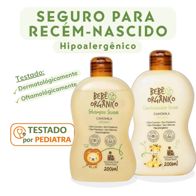 Kit Amor Shampoo + Condicionador - Cuidado Natural e Delicado para Seu Bebê - 200 ml cada