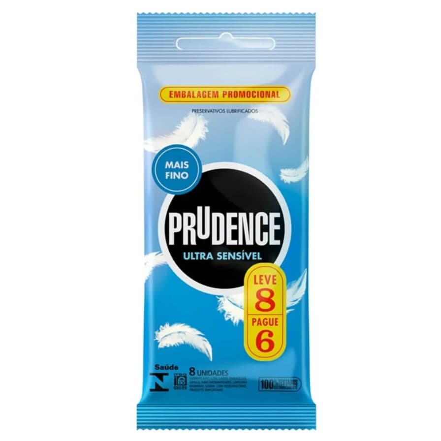 Preservativo Prudence Ultra Sensível Mais Fino Leve 8 Pague 6