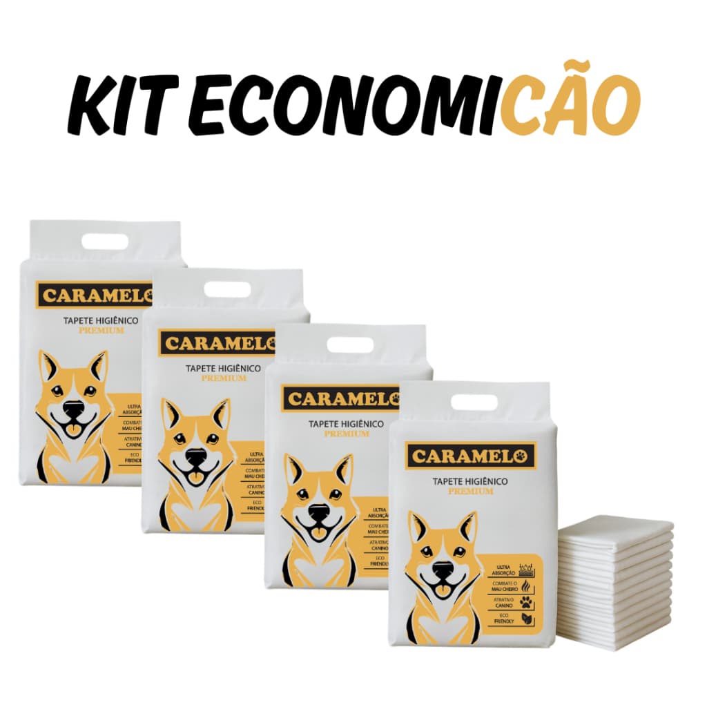 Kit Econômico Tapete Higiênico Premium  Caramelo - Ultra Absorção Combate O Mau Cheiro