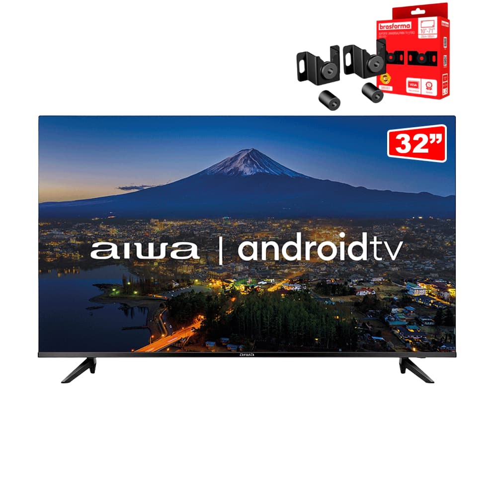 Smart TV Aiwa 32 Polegadas Android, HD Borda Ultrafina BIVOLT AWS-TV-32-BL-02-A