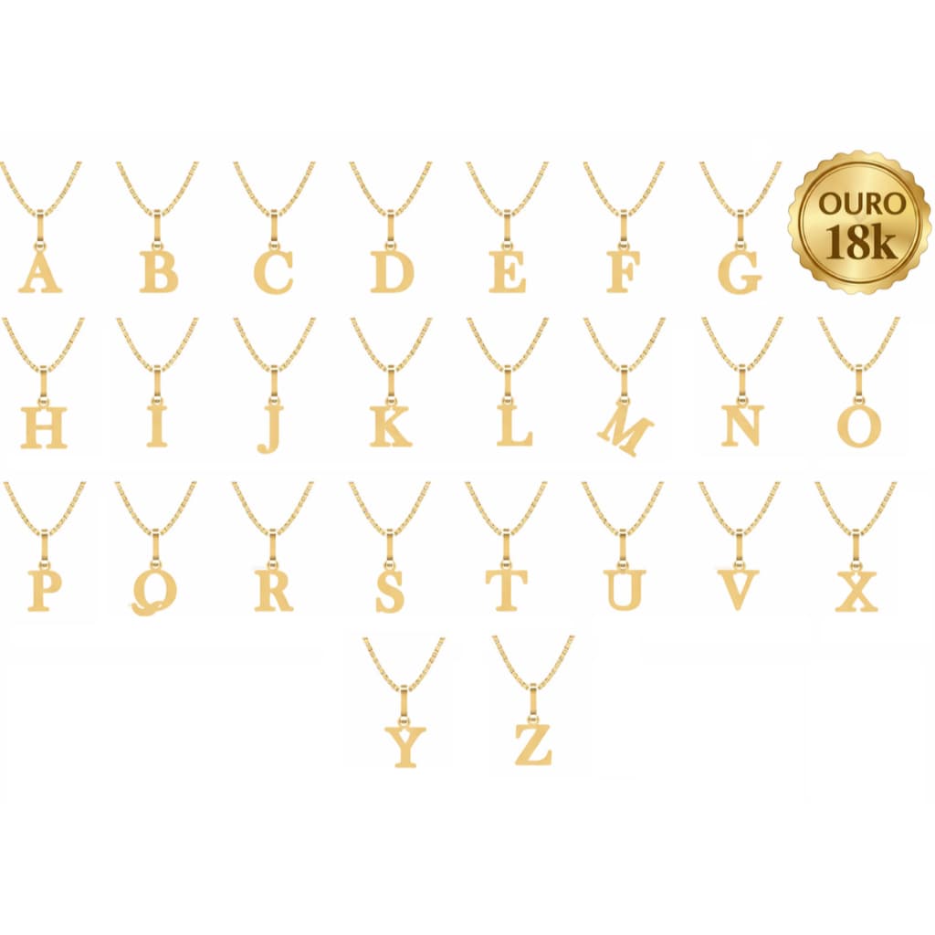 Pingente Letra Ouro 18k 750 Alfabeto Letra Delicada 10mm
