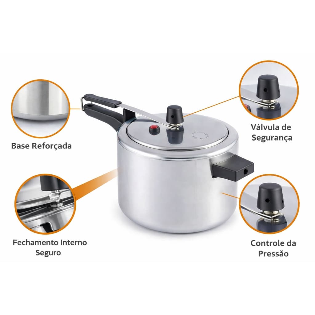 Panela Pressão 4,5 Litros Pop Alumínio Polido Antiaderente