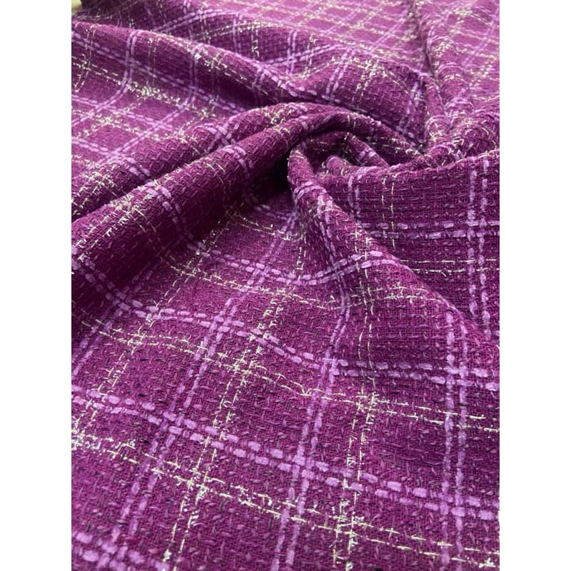 Tecido Tweed Premium Xadrez Fio de Lurex Encorpado 1,50m de Largura.