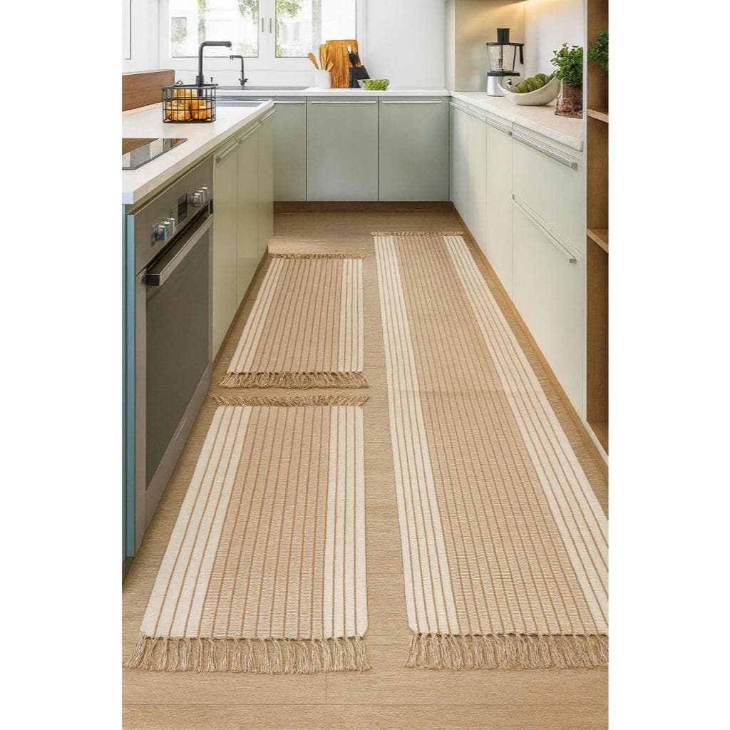 Jogo de Passadeira de Tear, Tapete de Cozinha, 3 Peças