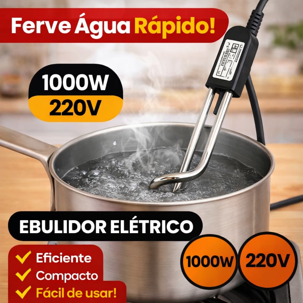 Ebulidor Elétrico 500W 1000W 220V Ferve Água Rápido Rabo Quente Aquecedor Portátil Café Chá